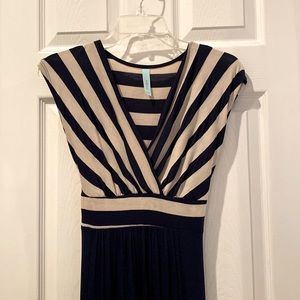 Cream and navy maxi dress